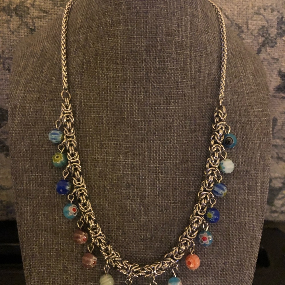 Adorable Stainless Steel Multi-Colored Beaded Necklace - Picture 2 of 3